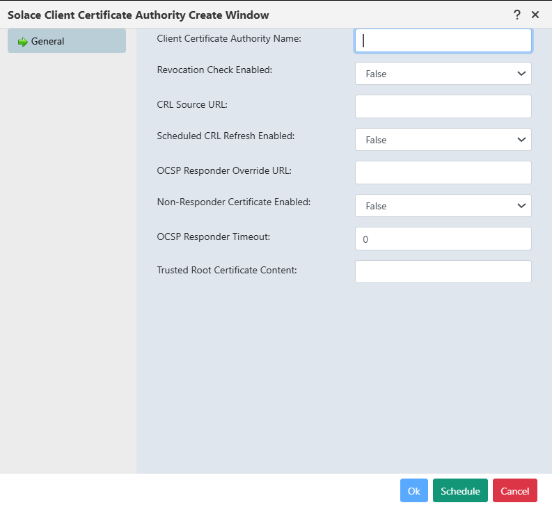 Solace client certificate authority create window.png