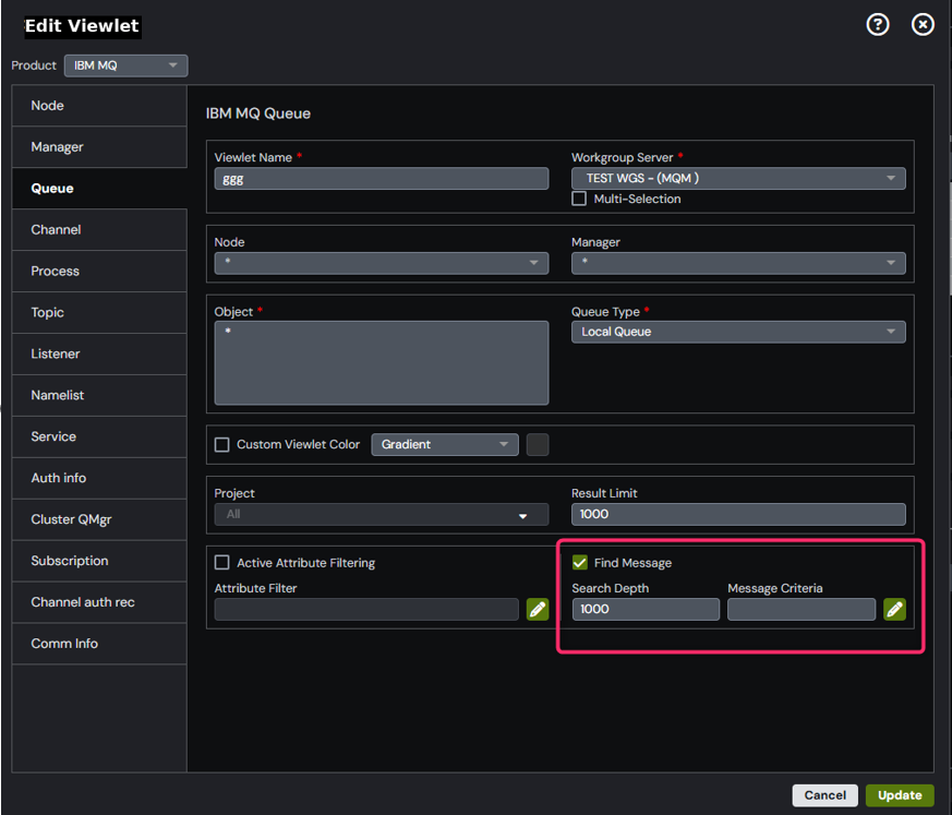 Edit viewlet find message dialog selection.png