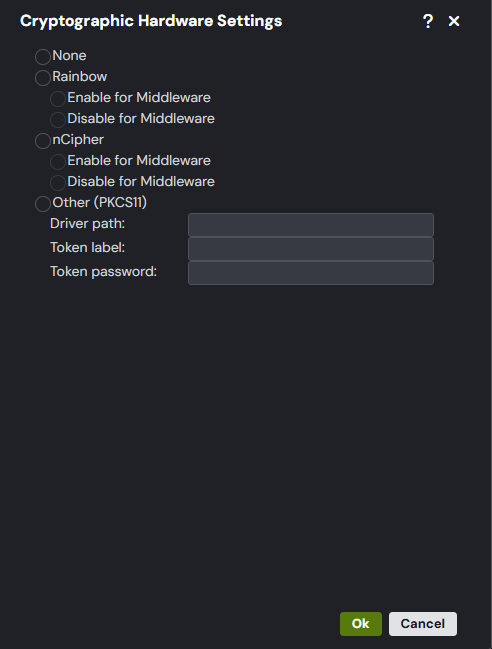 Cryptographic hardware settings dialog.png